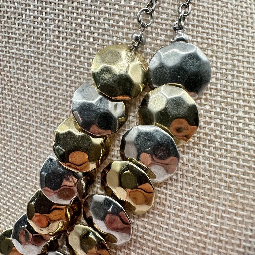 Vintage 90s Hammered Disc Double Strand Necklace Women's Classic Jewelry